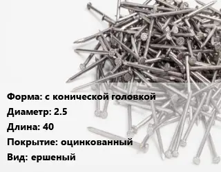 Гвоздь с конической головкой 2.5х40 оцинкованный ершеный